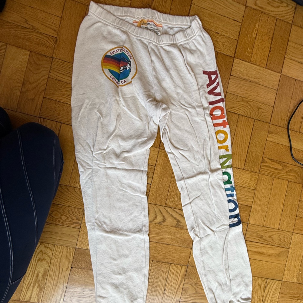 White and Red Joggers with Elastic Cuffs and Logo
